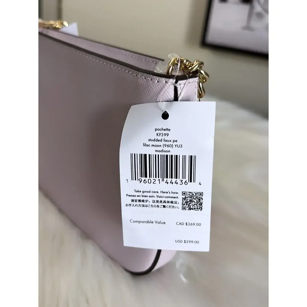 kate spade Lilac Pearl-Embellished Shoulder Bag with Gold Chain